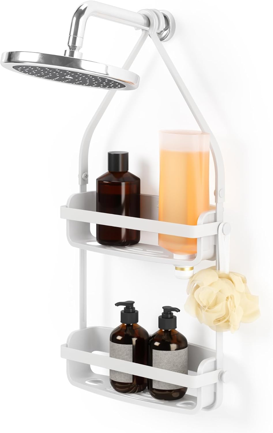 Umbra Flex Shower Caddy - 2-Tier Hanging Organizer for Bathtub | Stylish White Design