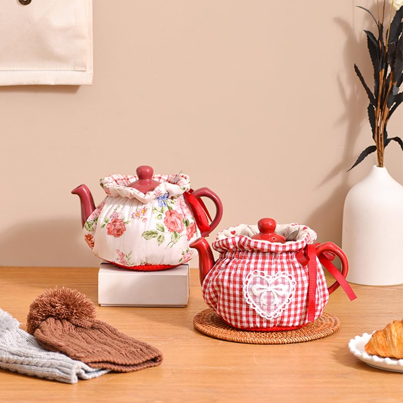 Vintage Floral Tea Cozy for 2-Cup Teapot, Insulated Cotton Kettle Cover