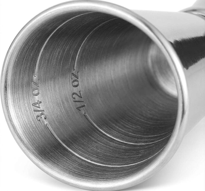 BARsics Bartending Stainless Steel Cocktail 1oz/2oz Measuring Double Jigger (6 Pack)