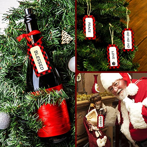 Christmas Stocking Name Tags Set - Wooden Holiday Labels with Dog Paw & DIY Design