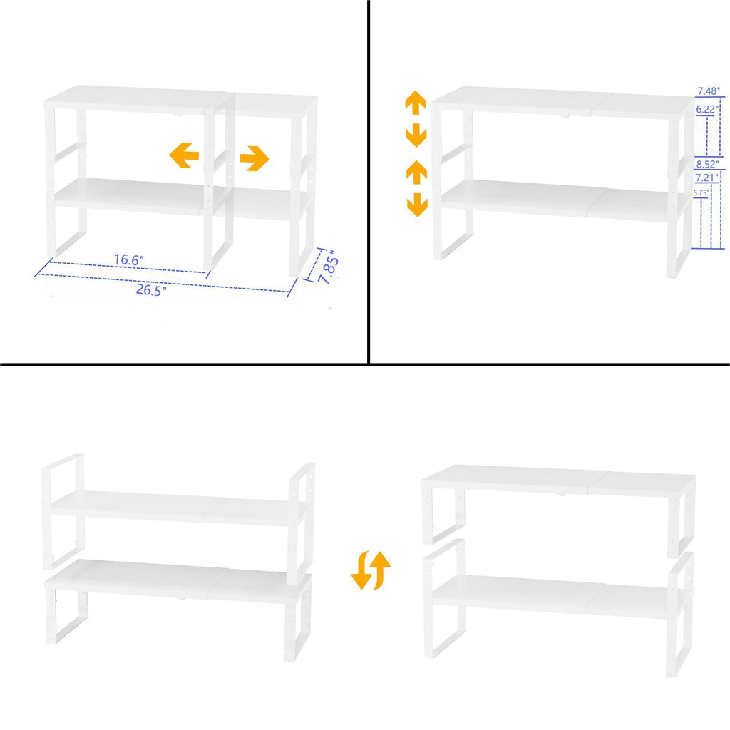 Jojocross Expandable,Stackable Spice Rack,Seasoning Organizer and Storage,Spices Jar Racks for Cabinet,Countertop, Metal Pantry, Cupboard,Laundry Storages,Heavy Duty(1 PACK/MEDIUM/WHITE)