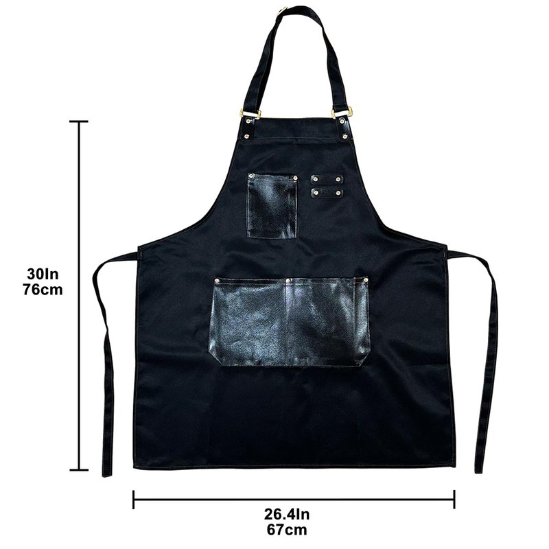 CapeshionPro Barista Tools Apron for Women Hairstylists Servers Waterproof Canvas Kitchen Apron with 3 Pockets for Cooking Gardening, Black