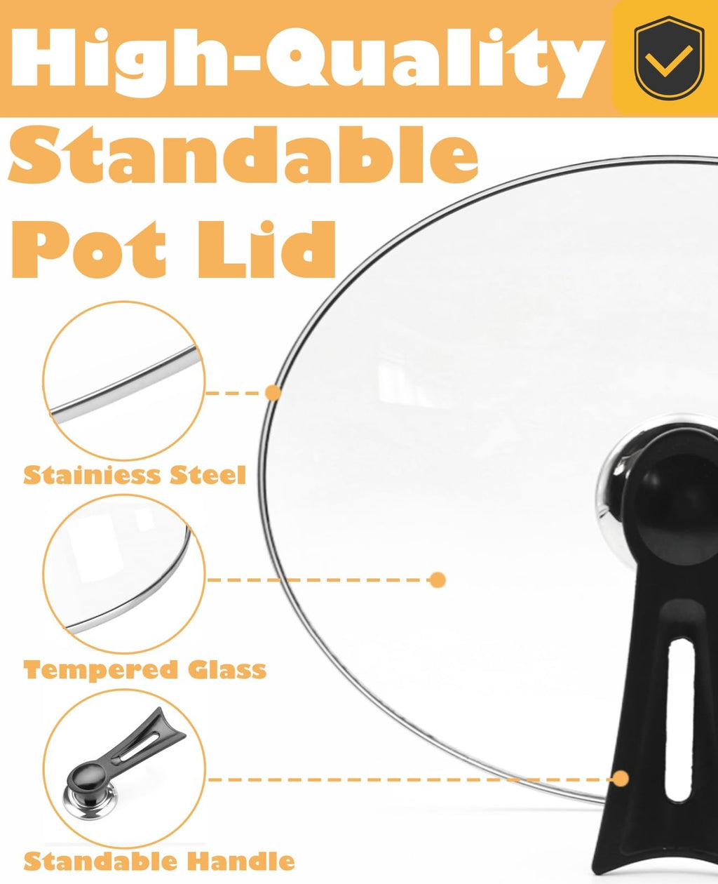 Oval Glass Lid 7 Quart Compatible with Crock-Pot Slow Cooker SCV700-S-BR, Standable Replacement lid for Hamilton Beach Slow Cooker 33474G, Stand-Up Slow Cooker Lids 7 Quart SCV700, SCV700SS, SCV700-KC