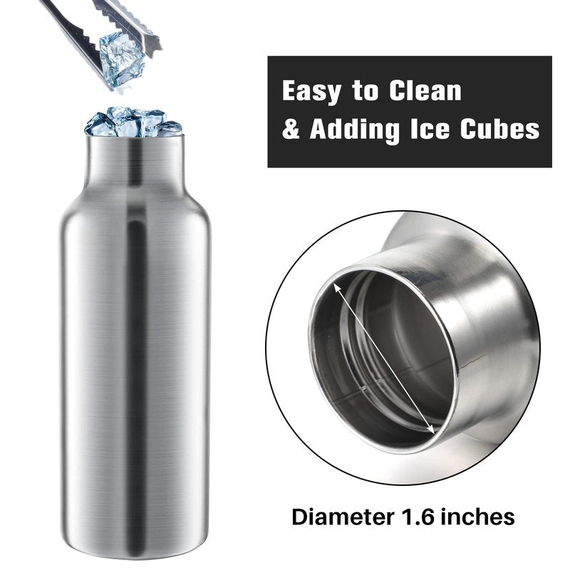 10 Pack Reusable Stainless Steel Water Bottle Bulk Double Wall Insulated Sports Water Bottle with Handle and Vacuum Seal Leakproof Lid for Sports Cyclists Hiking Gym Camping Gift(Silver,17 oz)