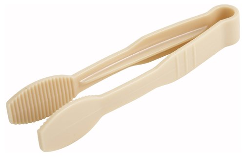 Winco 6" Heavy-Duty Flat Plastic Serving Tongs, Beige