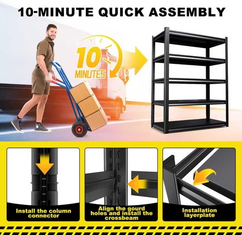 Heavy Duty Metal Shelving Unit by Set of 3 | 5-Tier Adjustable Storage Rack - 2050LBS Capacity, 71”H