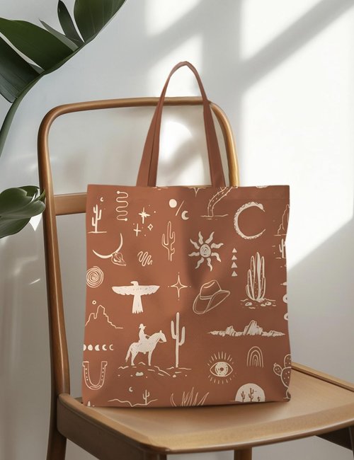 ignytiger Brown Western Tote Bag, Cowgirl Canvas Tote Bag for Women, Western Gifts For Woman, Cowgirl Gifts Stuff，Brown Tote Bags For Women Reusable Grocery Bags Shopping Bags