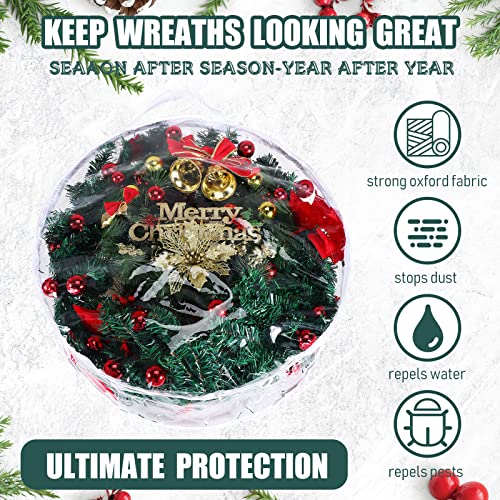 Clear Plastic Wreath Storage Bag 30 Inch with Dual Zippers and Handles