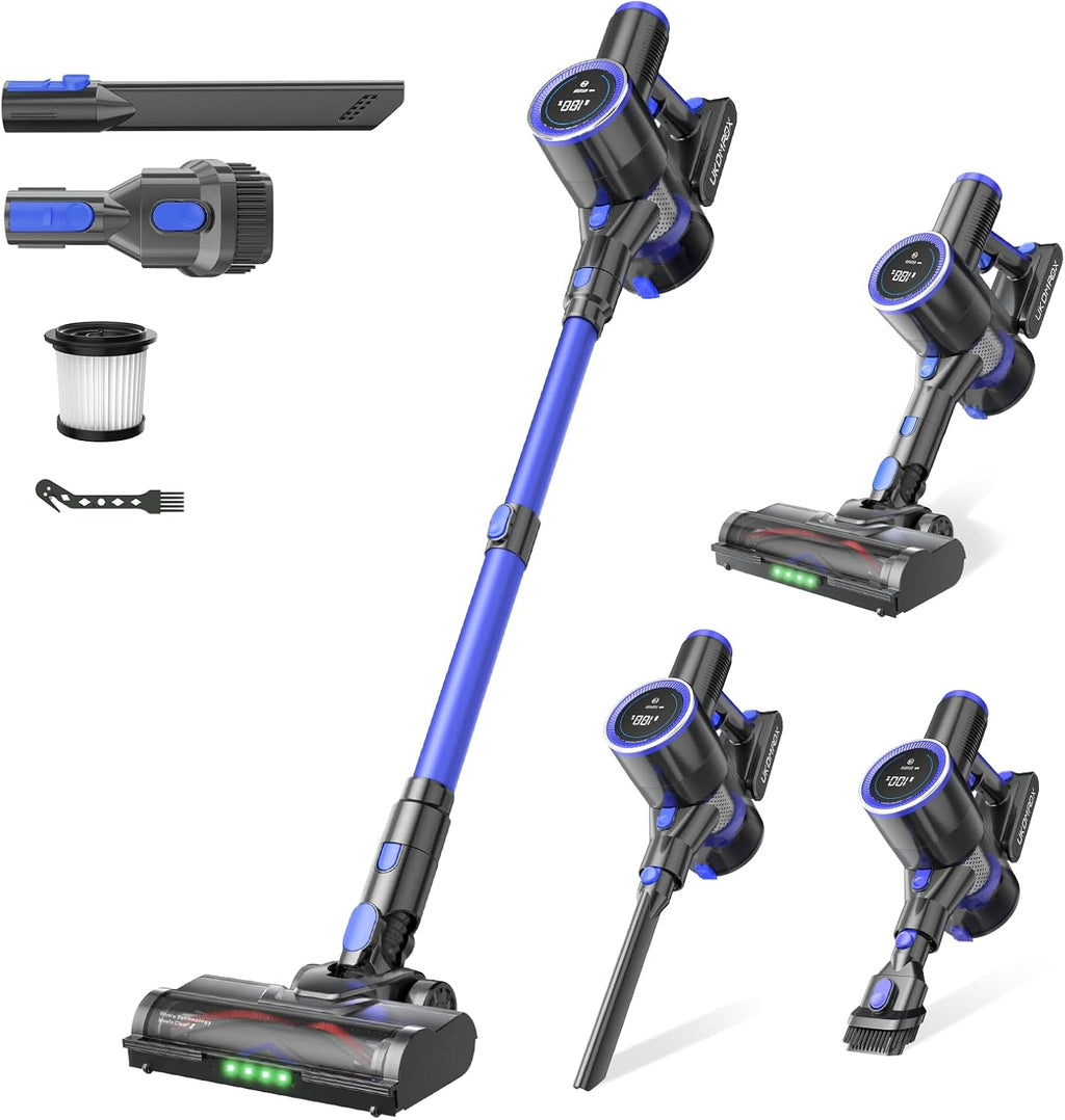 Skiennix Cordless Vacuum Cleaner - 550W, 50KPa Suction, 45 Minutes Runtime | Self-Standing, Anti-Tangle Brush, LED Display for Hardwood, Carpet, Pet Hair