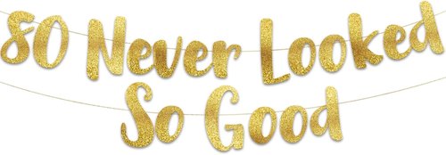 Gold Glitter Banner by Pre-Strung - Stunning 80th Birthday Decorations for Men & Women