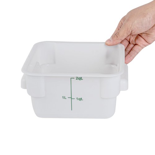 Restaurantware Food Storage Container 10 Pack of 2 qt Plastic Kitchen Storage Bin with Volume Markers Space-Efficient Design Dishwasher-Safe Polypropylene White