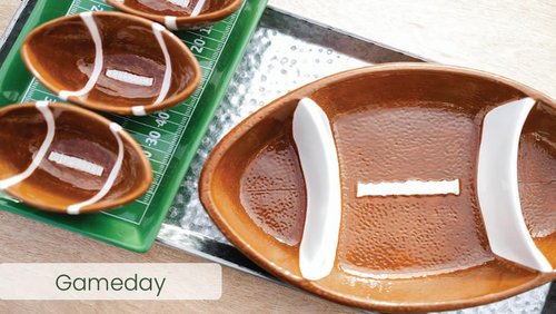 Boston International Football Tray Melamine Serving Platter with Handles, 15 x 8-Inches, Game Day