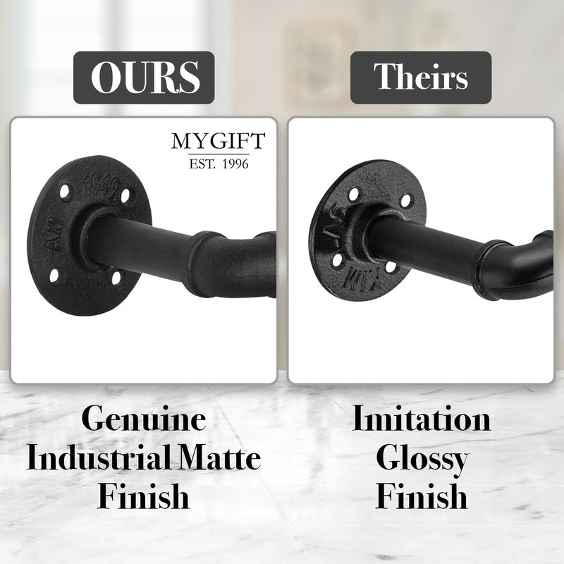 MyGift Paper Towel Holder Under Cabinet Paper Towel Holder Wall Mount, Industrial Pipe Matte Black Hanging Kitchen Towel Rack