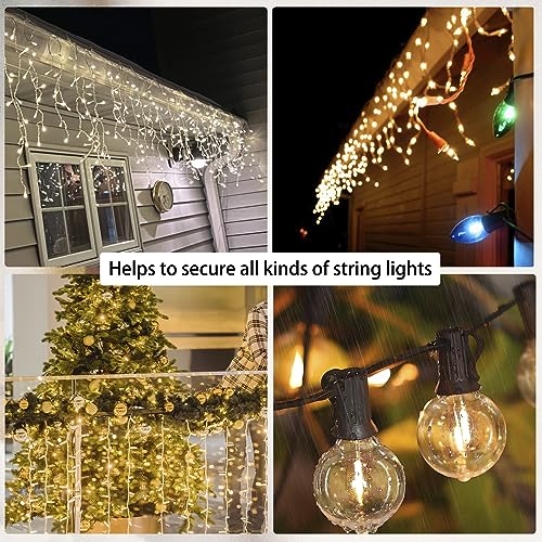 120PCS Outdoor Gutter Hooks for String Lights, Weatherproof Plastic Clips