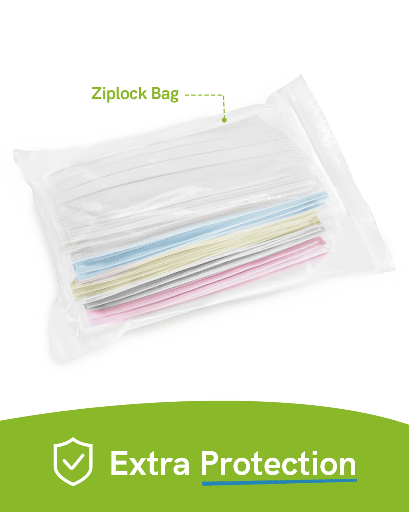 FriCARE Made in USA Disposable Face Masks, 3-Ply ASTM Level 3 Medical Grade, Breathable & Comfortable for Adult Daily Work/Sun Protection, 50 Pack Frosted Glacier