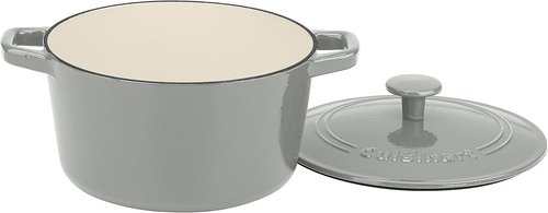 Cuisinart Enameled Cast Iron Round Casserole - Durable 3-Quart Cookware in Tea Grey