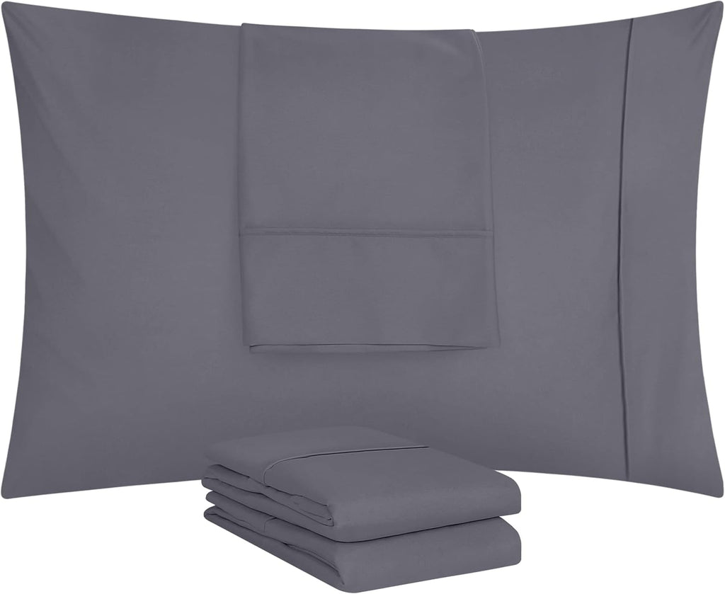Utopia Bedding Queen Pillow Cases - 4 Pack | Soft Brushed Microfiber | Fade Resistant 20x30 Inches - Grey