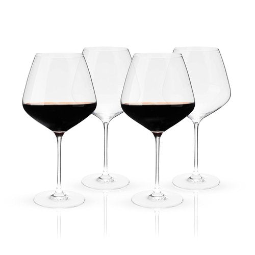 Viski Reserve Inez Burgundy Wine Glasses, Crystal Clear Red Wine Glasses for Wedding, Anniversary, Birthday Gifts for Women and Men, Home Bar, Elegant Glassware, 31 oz, Set of 4