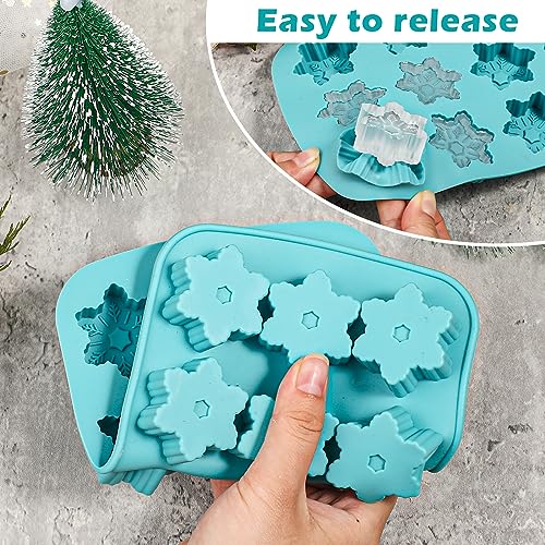 Kamehame Snowflake Ice Cube Mold Set 8.15 x 5.4 x 0.7 inches, 2-Pack, Silicone Christmas Snowflake Trays for Drinks & Desserts, Blue