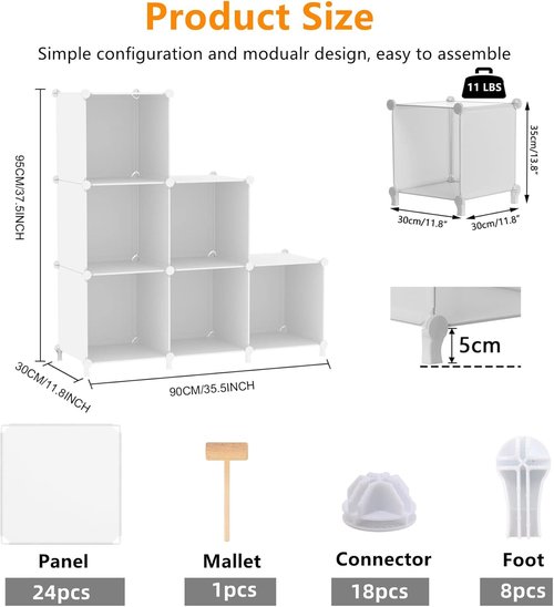 AWTATOS Cube Storage Organizer - 6 Cube Shelves for DIY Closet & Bedroom Organization - White