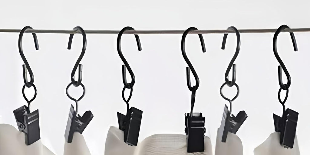 Stainless Steel S Hooks - Versatile Curtain Clips for Hanging Lights & Decorations | 2.4 Inch, Black, 40 Pcs