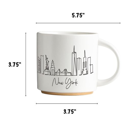COLLECTIVE HOME - Skyline Ceramic Mug, Coffee Cup, Landscape Cups, 15 oz Tea Mugs, Elegant Personalized Mug with Gift Box, Luxurious Cups for Office and Home (New York)