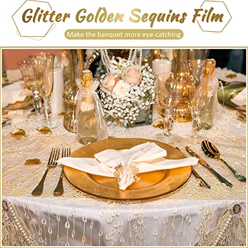 Chumia 12 Pcs Gold Table Runners 12 x 85 Inch Sequin Glitter Decor