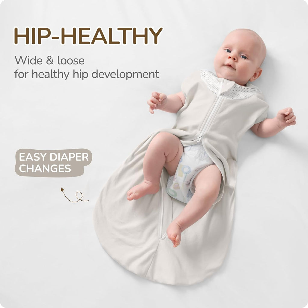 Skiennix Swaddle Sack | Safe Sleep Solution with Breathable Mesh Design | 100% Cotton for 3-6 Months, Grey