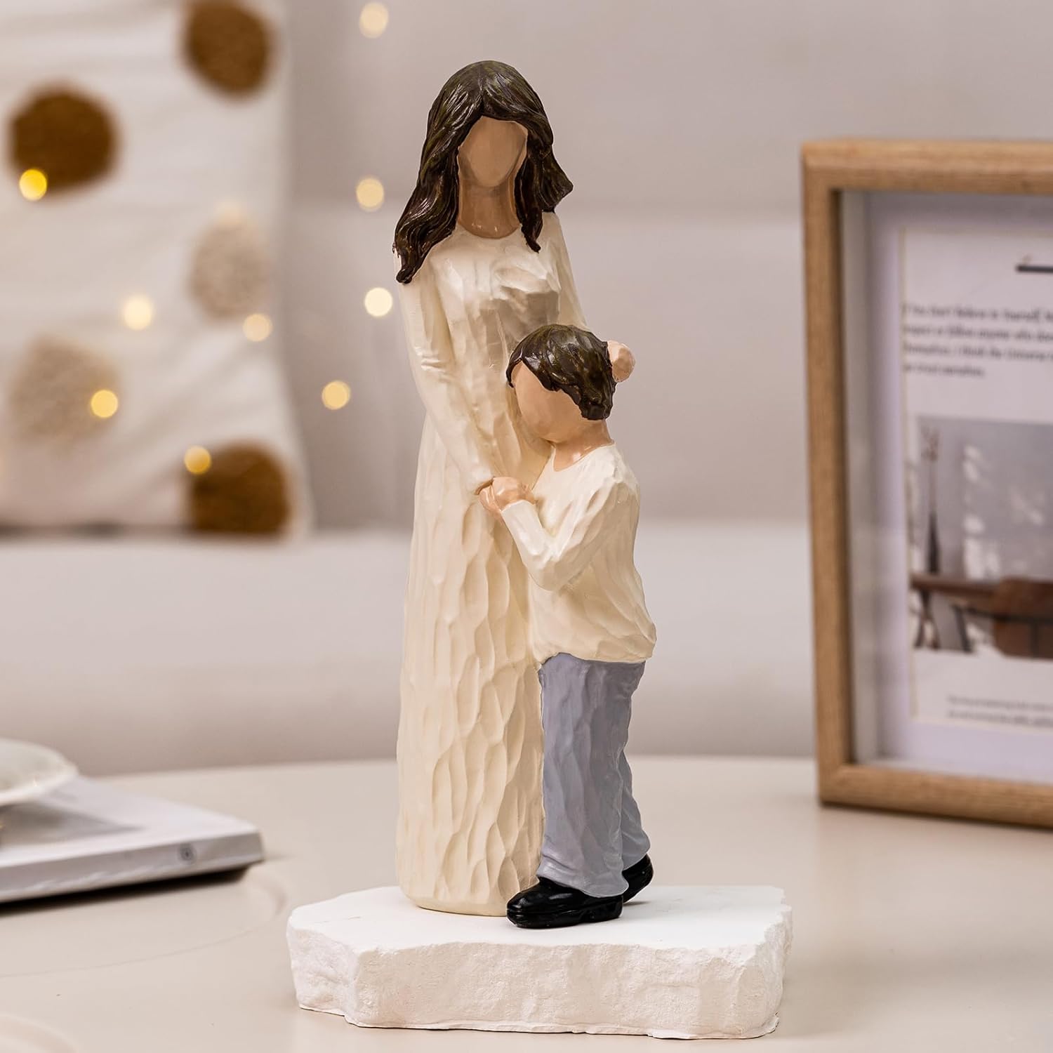 Regine Switzerland Mother and Son Figurines - Hand-Painted Family Sculpture Gift | 9.5" H for Birthdays, Christmas, Mother's Day