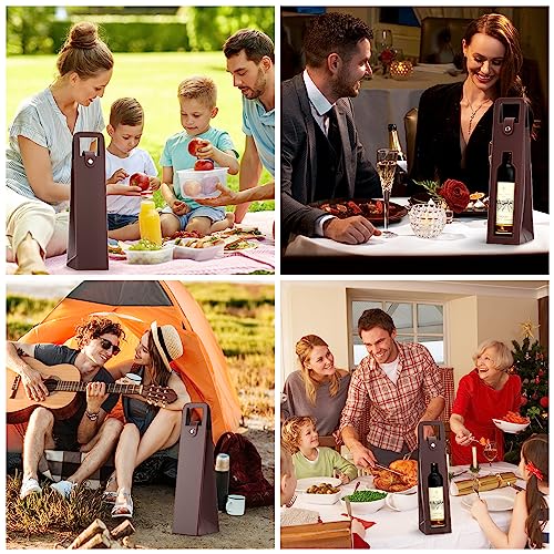 Brown Leather Single Bottle Wine Carrier Bag - Reusable Wine Tote