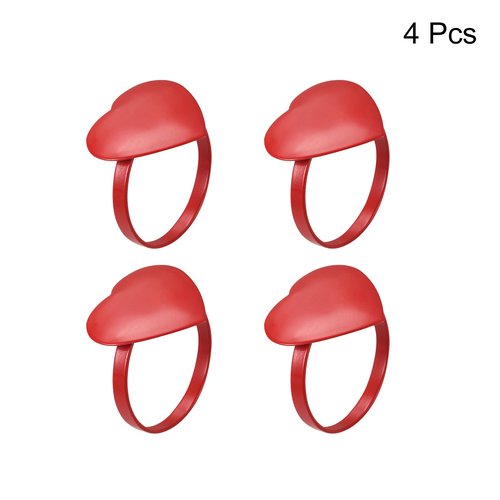 uxcell Metal Napkin Rings Set of 6, Heart Shape Napkin Ring Holder Buckle for Dining Table Decorations Wedding Birthday Holiday Party, Red