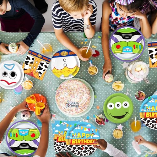 Cartoon Birthday Party Plates Napkins Set for 30 Guests - Toy Theme Decor
