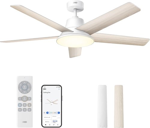 Dreo Smart Ceiling Fan - 52 Inch with Dimmable LED Lights, 12 Speeds & Quiet DC Motor | Remote & Alexa Control