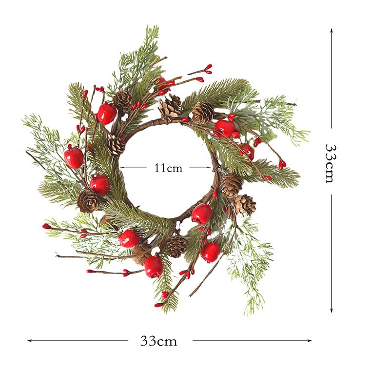 Artificial Christmas Candle Rings with Berries & Pinecones - 2 Pack