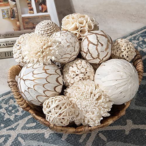 Large Decorative Balls & Orbs Set - Natural White Vase & Bowl Filler