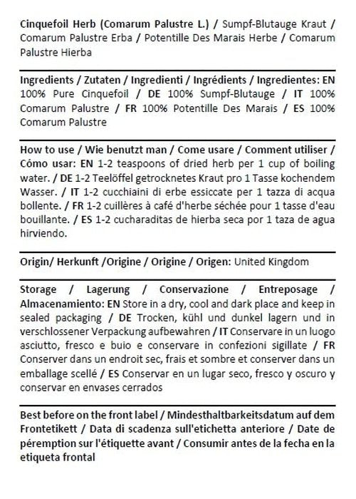 Health Embassy Cinquefoil Herb | Comarum Palustre | 100% Natural (50g)