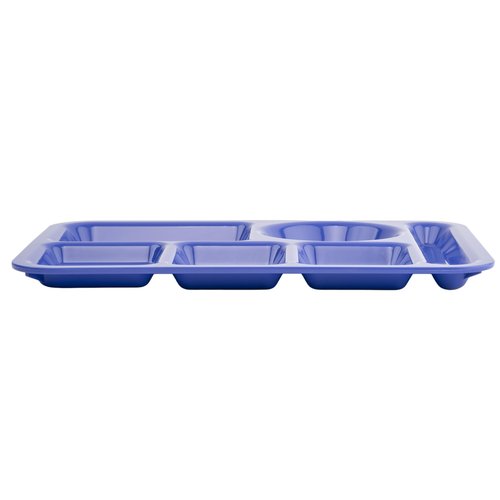 G.E.T. 6 Compartment School Cafeteria Tray, Left Handed, 10" x 14", Peacock Blue (12 Pack)