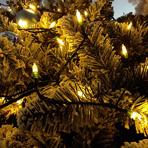 LOENDE 18ft Battery Operated Warm White LED Christmas String Lights 8 Modes with Timer, Waterproof for Indoor & Outdoor Decor, Green Wire