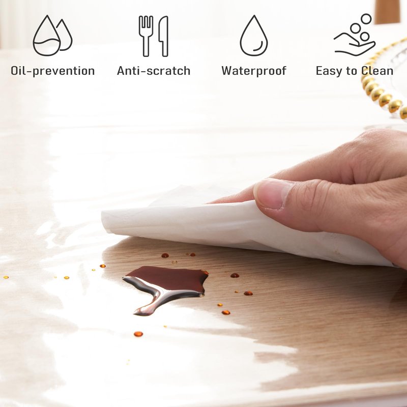 Rawgoodz Clear Plastic Tablecloth Protector Rectangle 60x84 inch Waterproof Oilproof Stain Resistant Wipeable Table Cover for Dining Tables