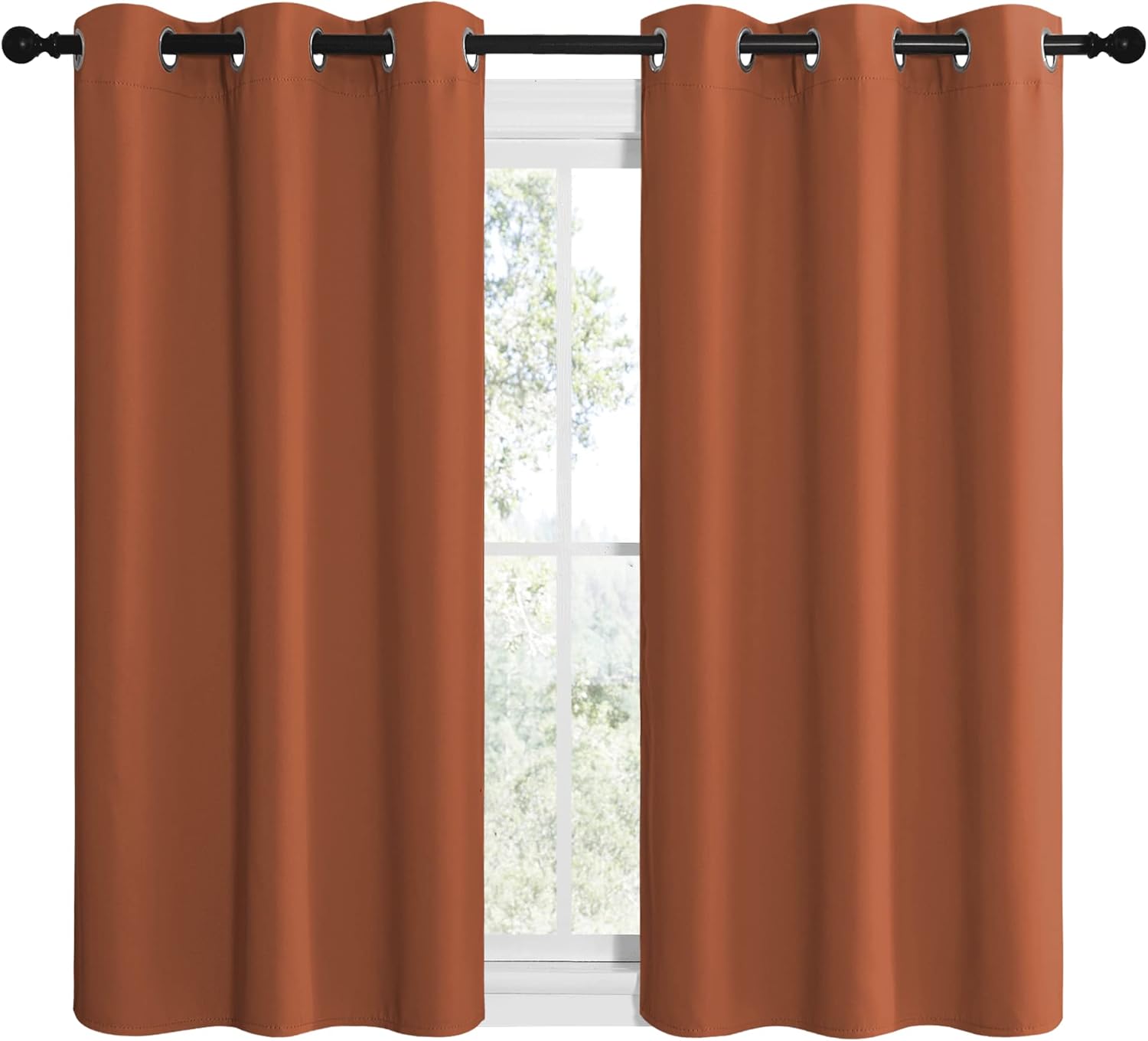 NICETOWN Blackout Curtains - Burnt Orange Thermal Insulated Drapes for Bedroom | 48" Long, 42" Wide (1 Pair)