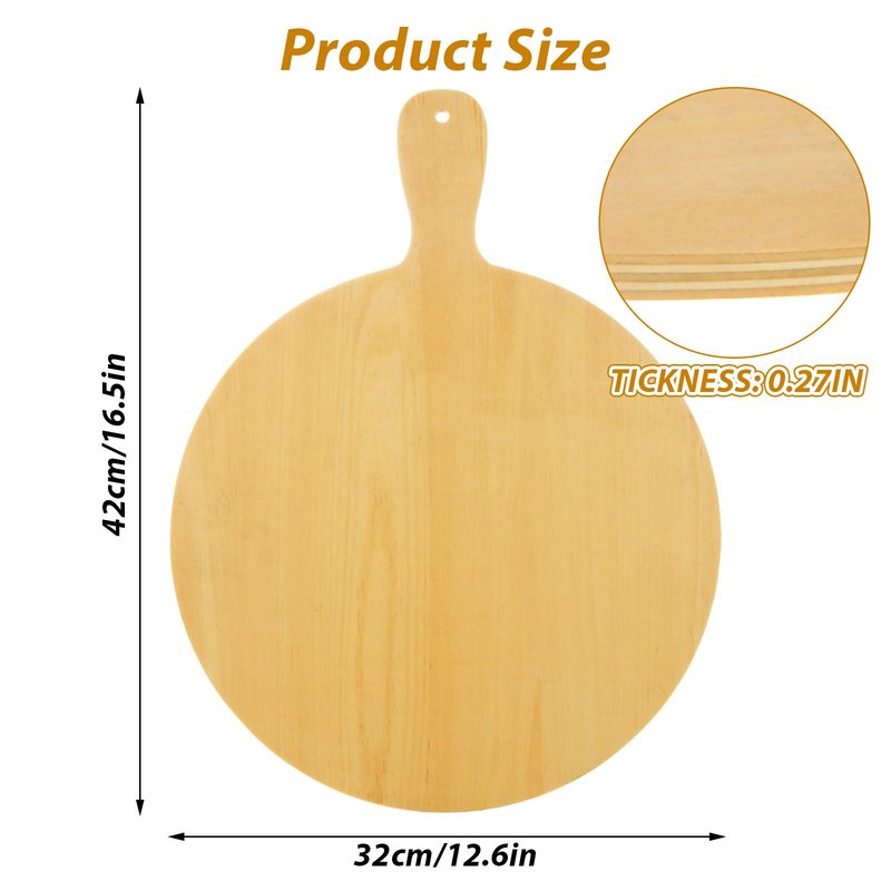 ACXFOND 4 Pack Wooden Pizza Peel, 12 Inch Pizza Spatula with Wood Handle Suitable for 12"x12" Pizzas, Round Wooden Cutting Boards for Baking Homemade Pizza, Bread, Cheese, Fruit