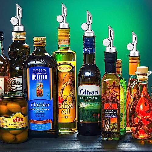 VIGOR PATH Silver Weighted Stainless Steel Liquor Bottle Pourers Pack of 4 - Precise, Leak-Proof Spouts