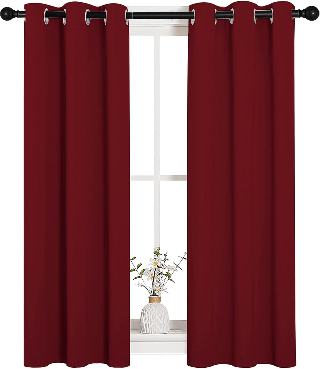 NICETOWN Burgundy Blackout Curtains - Thermal Insulated Drapes for Living Room | 29x45 Inches (1 Pair)