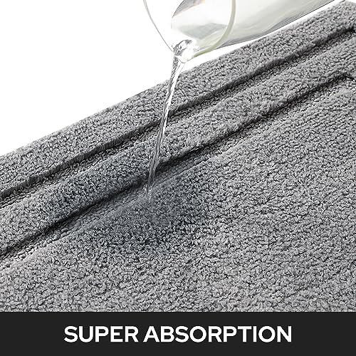 HOMEIDEAS Bathroom Rugs 2-Piece Set, Non-Slip Absorbent Microfiber Bath Mat