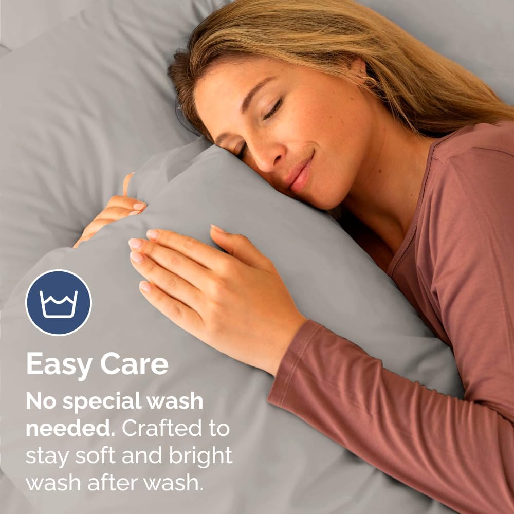 Skiennix Body Pillowcases Set of 4 | Soft, Breathable 20x54 Long Pillow Covers - Fade-Free & Machine Washable (Light Grey)