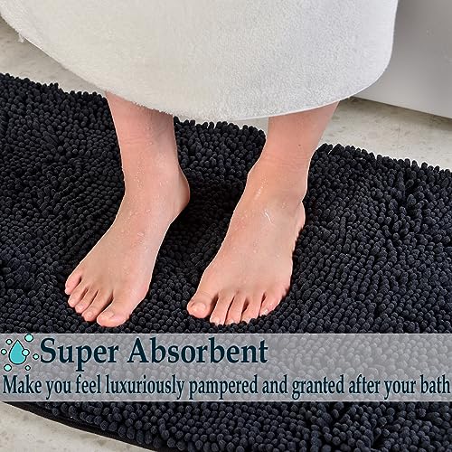 RUN HELIX 4-Piece Extra Soft Chenille Bathroom Rug Set - Non-Slip Bath Mats
