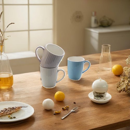 MIWARE 11 Ounce Porcelain Mugs, Set of 6 Coffee Mugs for Tea, Milk, Hot Cocoa, Multicolor