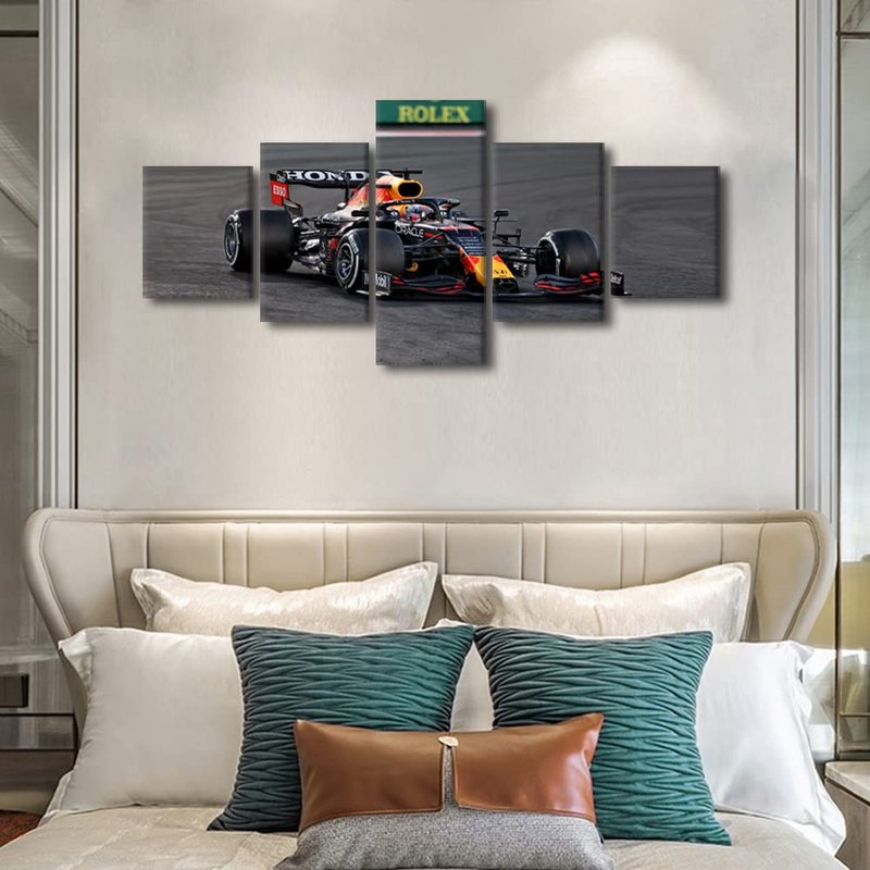 TUMOVO Wall Art for Living Room Home Modern Decor Canvas Racing Car Pictures House Decorations Sports Car Artwork Paitings 5 Panel Framed Posters and Prints Stretched Ready to Hang -50''Wx24''H