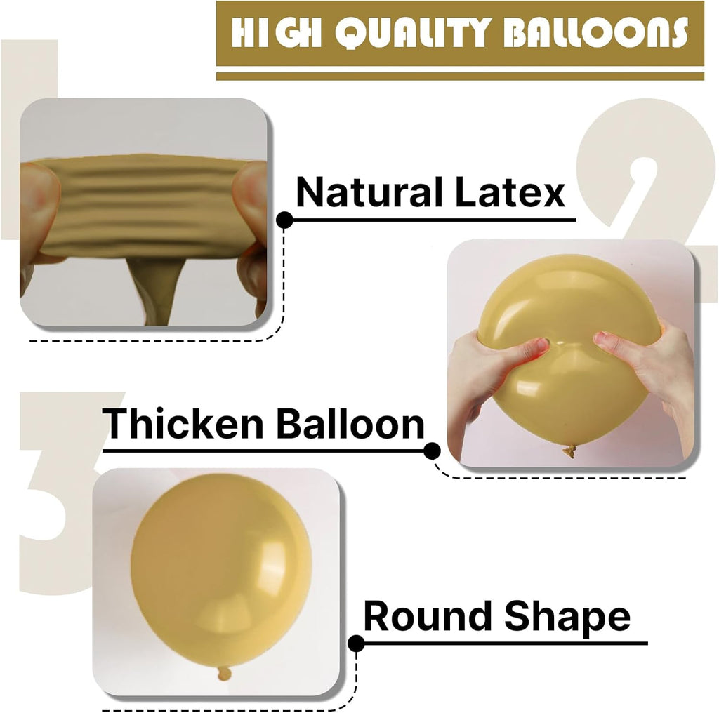 PartyWoo Tan Balloons - 140-Piece Light Brown Boho Balloon Arch Kit for Weddings & Baby Showers