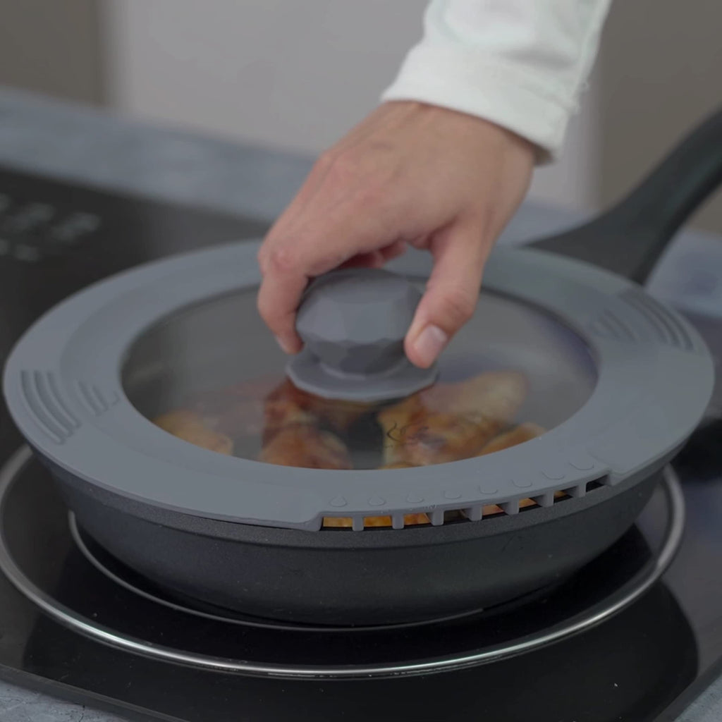 Microwave Splatter Cover And Tempered Strainer Lid with Heat Resistant Silicone